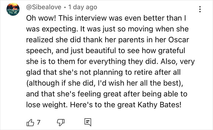 Journalist Heals Kathy Bates’ 30-Year-Old Guilt For Her Mom: “She Should’ve Had My Life”