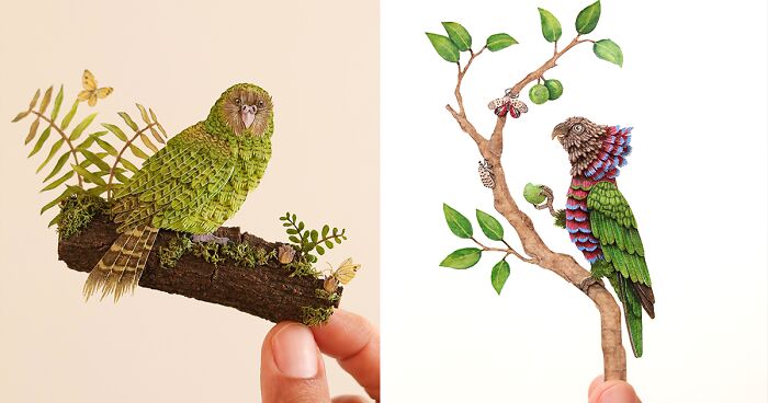 40 Colorful Paper Parrots I Created Over 200 Days