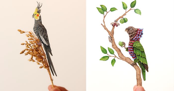 I Spent 200 Days Creating This Colorful Collection Of 40 Miniature Paper Parrots