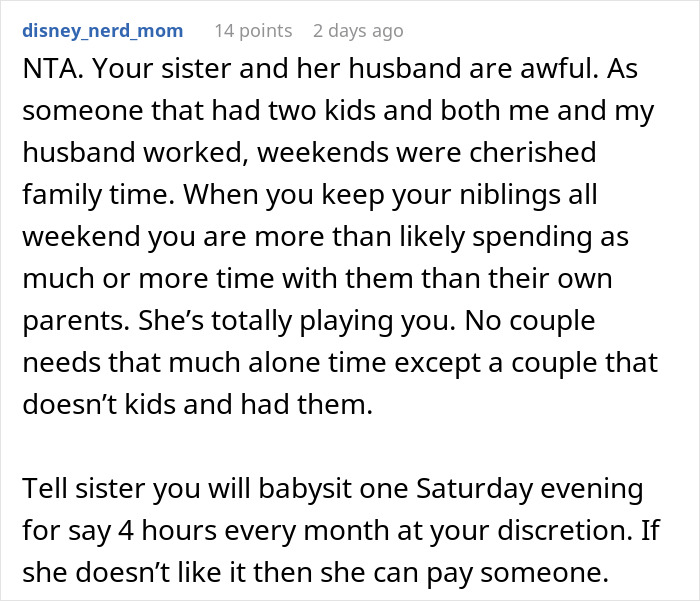 Mom Pressures Brother To Babysit Every Weekend To Help Save Her Marriage, Gets A Reality Check