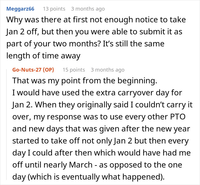 "Can’t Carry Over 1 PTO Day? See You In February": Person Maliciously Complies