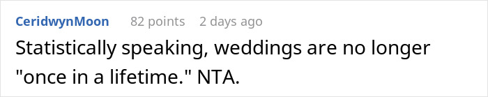 Person Plans Vacation Almost A Year In Advance, Is Chastised For Refusing To Switch With A Bride