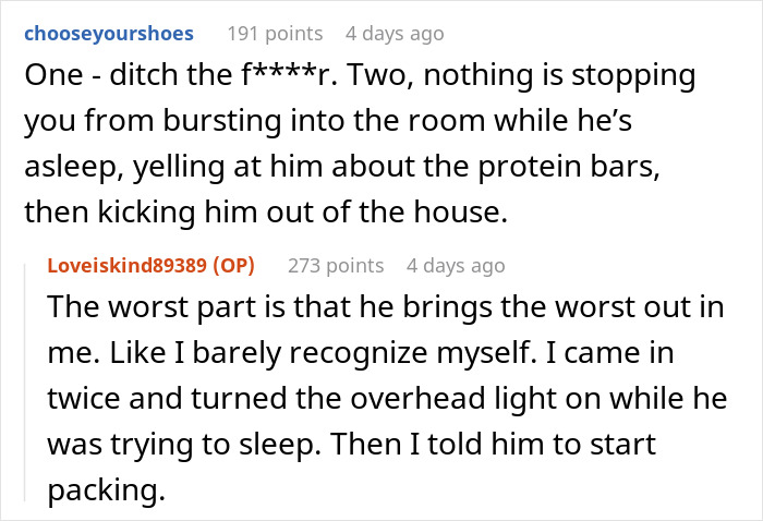 Man Wakes Up Wife As He Can't Find His Protein Bars, She Decides She's Had Enough