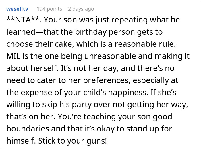 MIL Insists 5YO Change His B-Day Cake As She Doesn’t Like Chocolate, Is Stunned When He Refuses