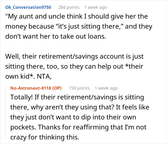 “AITA For Refusing To Give My Younger Cousin My College Fund Because She ‘Needs It More’?”