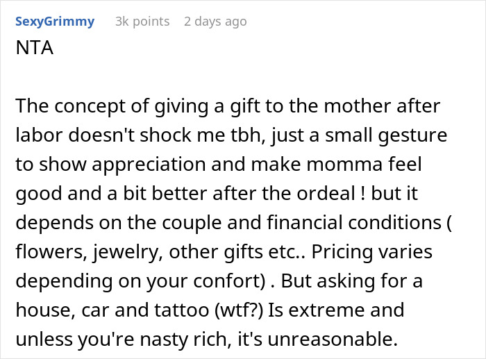 “AITAH For Telling My Wife She Is Not Worthy Of What She’s Asking For For Her ‘Push Present’?”