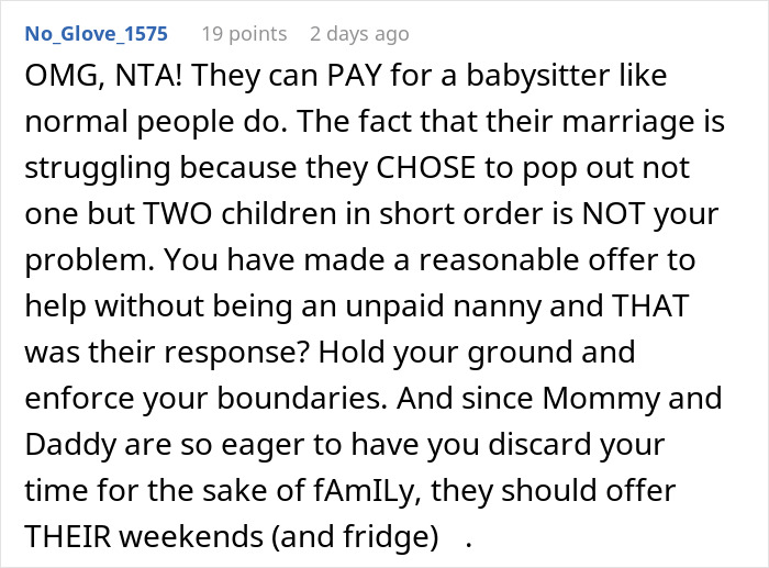 Mom Pressures Brother To Babysit Every Weekend To Help Save Her Marriage, Gets A Reality Check