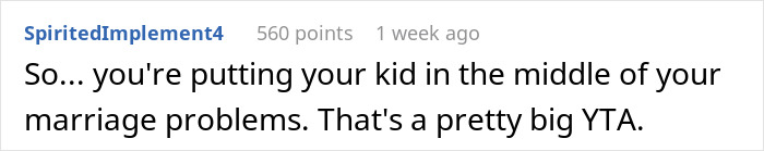 Comment on marital issues affecting a child, with criticism of the situation's handling.