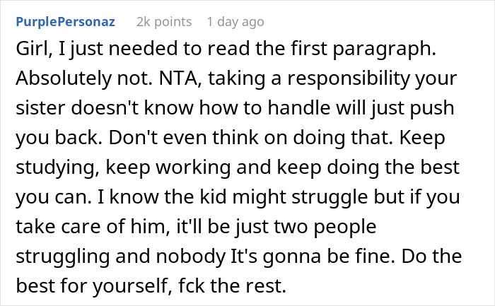 “[Am I The Jerk] For Telling My Sister I Won’t Raise Her Child After She Abandoned Him?”