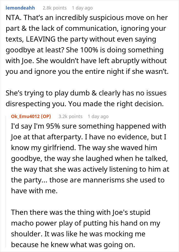 BF Isn't Invited To GF's Friend's Afterparty, She Ignores His Texts All Night, He Dumps Her