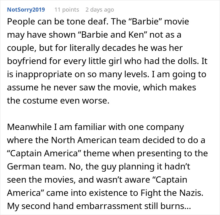 “AITA For Telling My Husband He Shouldn’t Do Matching Ken/Barbie Costumes With His Female Coworker?”