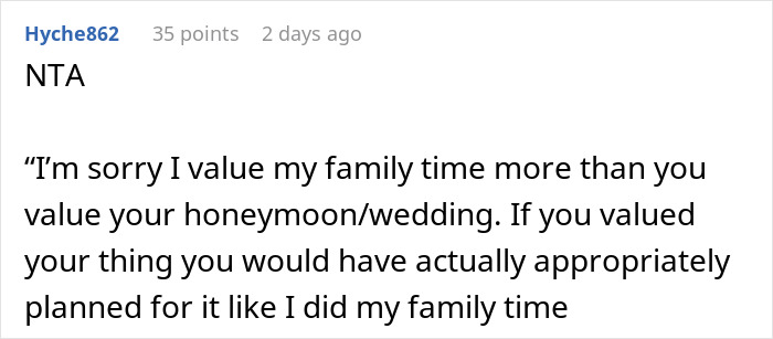 Person Plans Vacation Almost A Year In Advance, Is Chastised For Refusing To Switch With A Bride