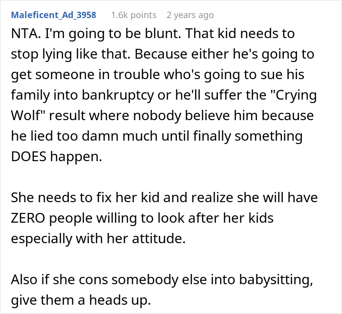 7YO Falsely Accuses Relative Of Neglecting Him While Babysitting, They Refuse To Help Anymore