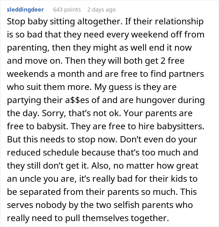 Mom Pressures Brother To Babysit Every Weekend To Help Save Her Marriage, Gets A Reality Check