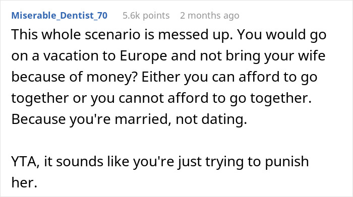 Husband Refuses To Buy Wife A Plane Ticket For Family Vacation: "This Is Her Own Fault"