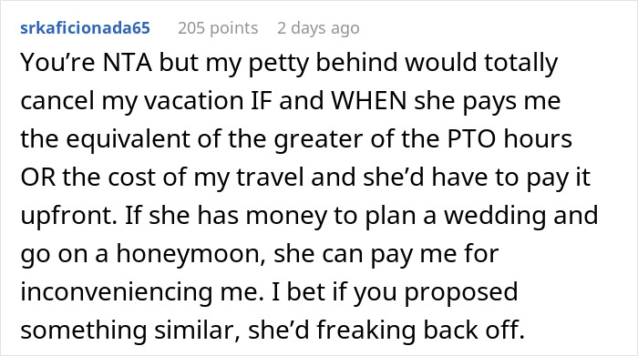 Person Plans Vacation Almost A Year In Advance, Is Chastised For Refusing To Switch With A Bride