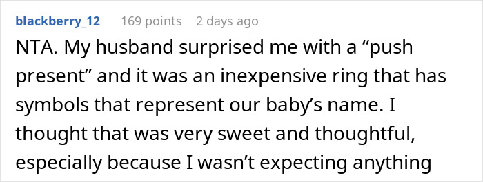 “AITAH For Telling My Wife She Is Not Worthy Of What She’s Asking For For Her ‘Push Present’?”