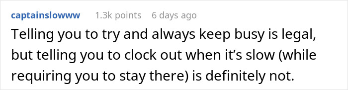 “Boss Tells Me I Need To Clock Out When Restaurant Is Slow”