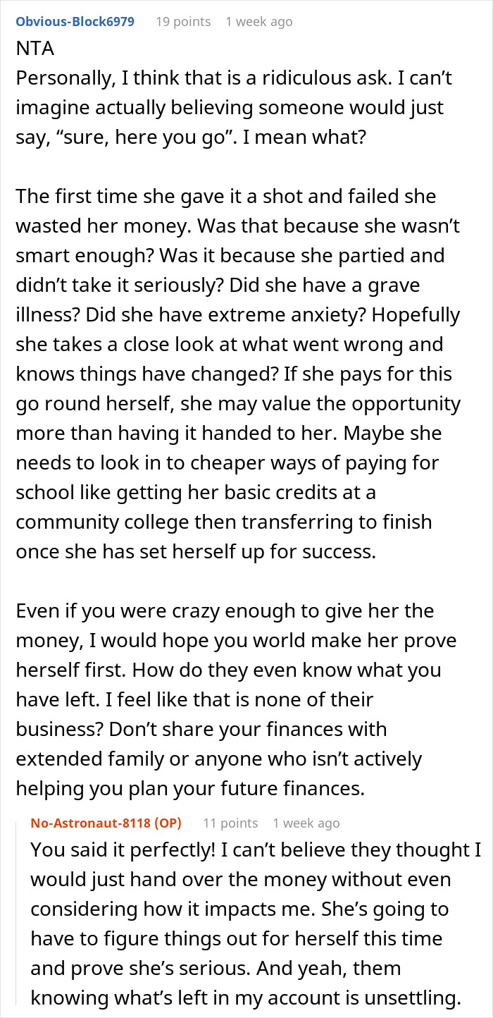 “AITA For Refusing To Give My Younger Cousin My College Fund Because She ‘Needs It More’?”