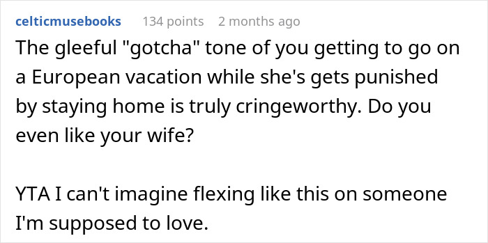 Husband Refuses To Buy Wife A Plane Ticket For Family Vacation: "This Is Her Own Fault"