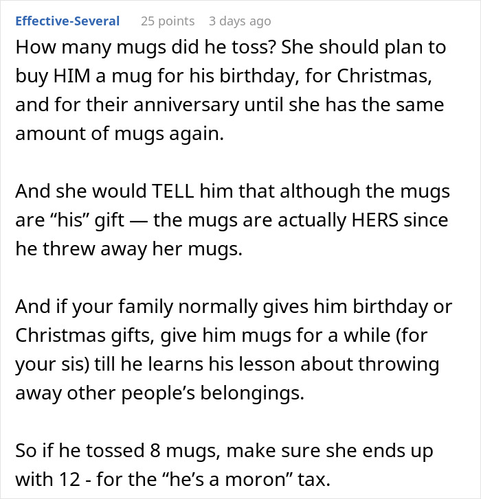 Man Promises To Pack Up Wife’s Mug Collection But Throws It Away Instead, Family Takes Revenge