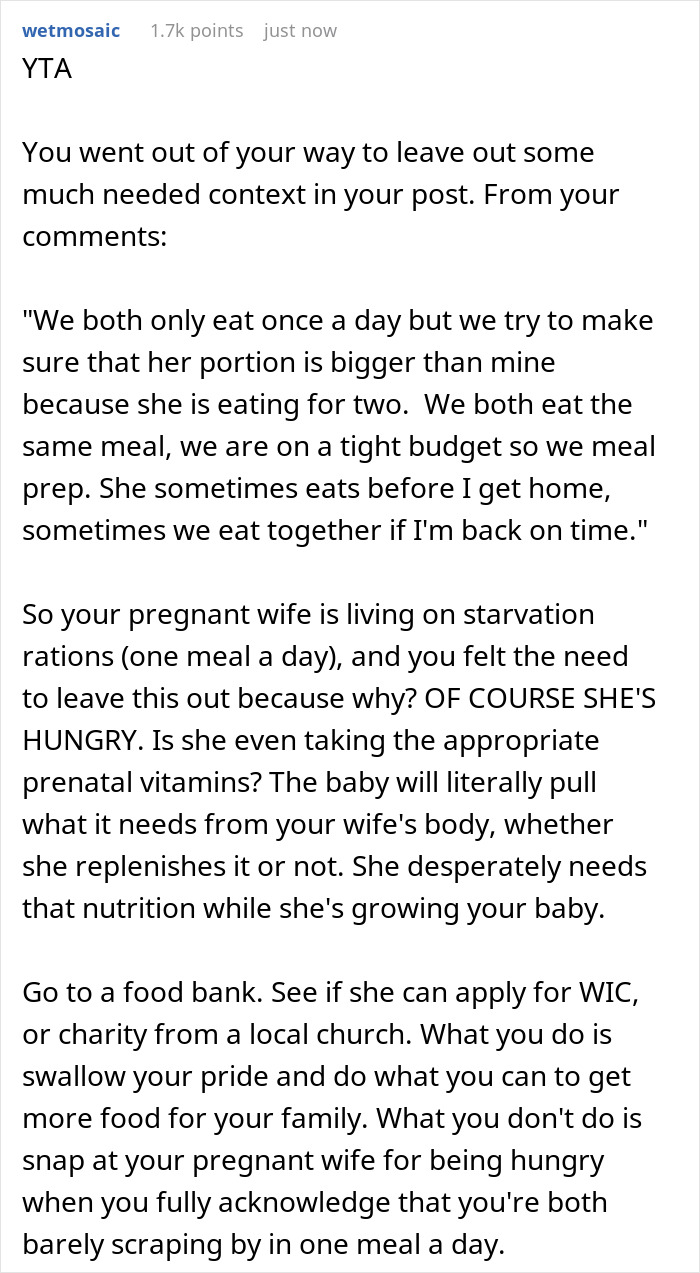 Starving Pregnant Wife Forced To Only Eat A Meal A Day, Man Gets Mad When She Reaches For His Food