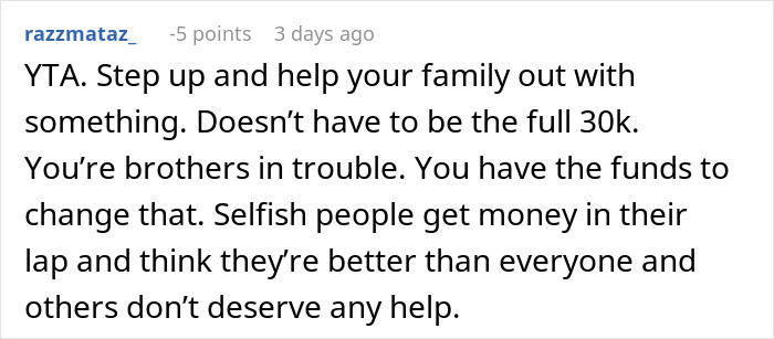 Man Receives $50,000 From His Grandfather, Refuses To Split The Inheritance With His Brother