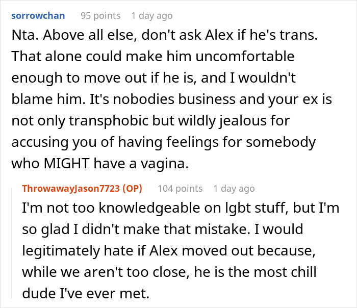 Guy Refuses To Kick Out Trans Roommate After His GF Freaks Out: "Had A 'Female' Living With Me"