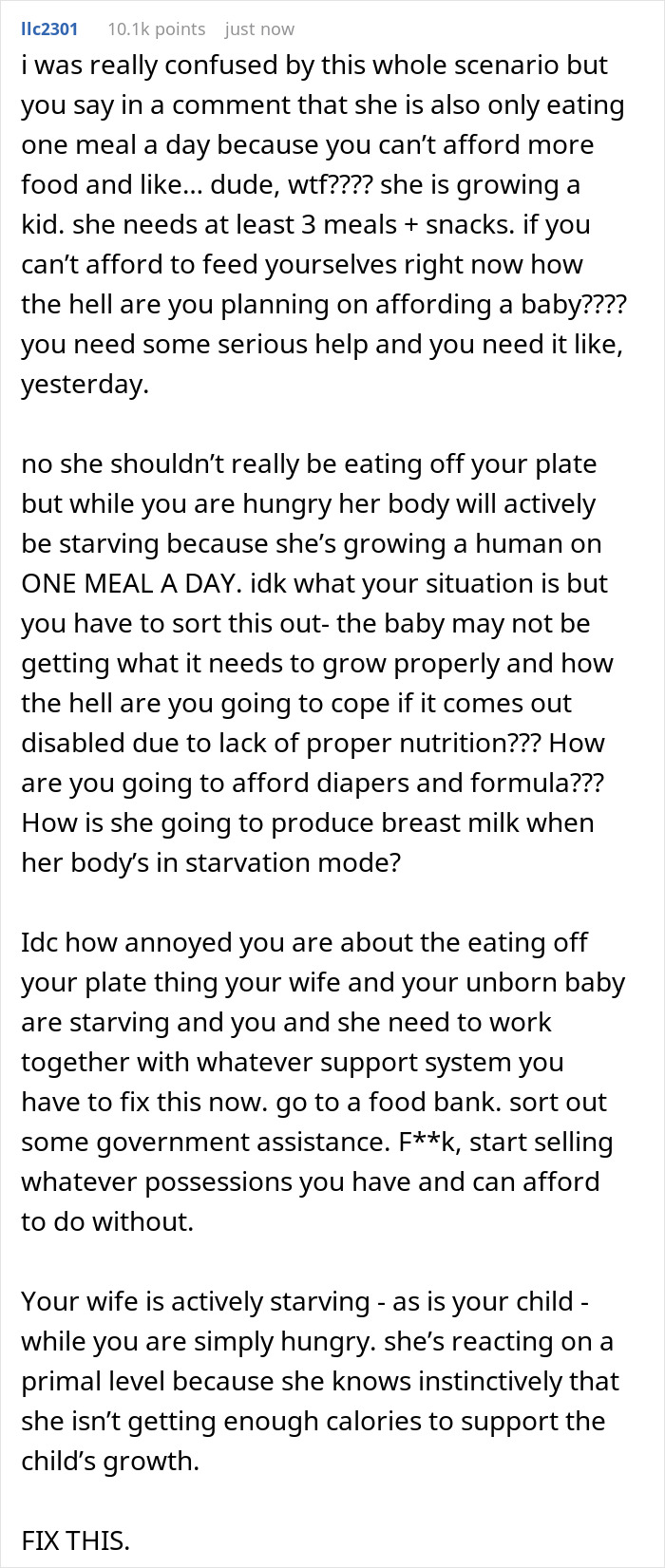 Starving Pregnant Wife Forced To Only Eat A Meal A Day, Man Gets Mad When She Reaches For His Food