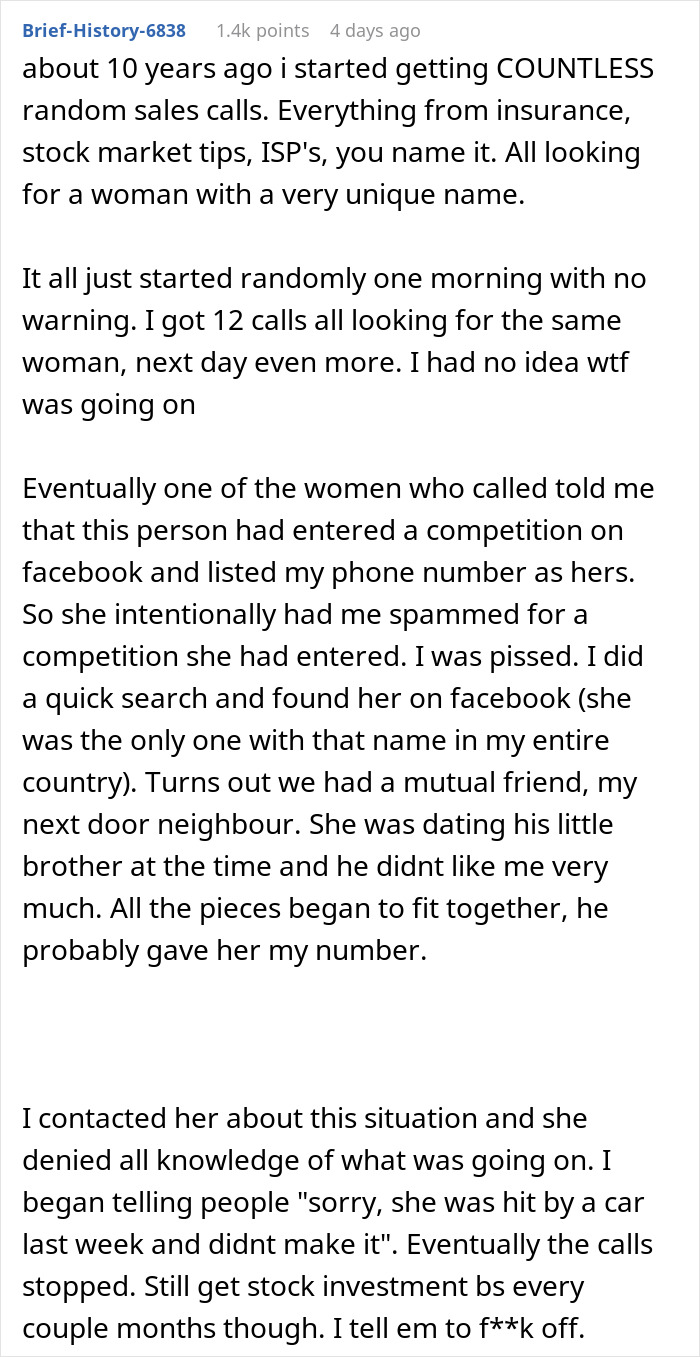 Woman Refuses To Change Her Phone Number, Current Owner Starts Making Her Life Hell