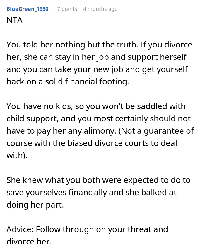 “We're Hemorrhaging Money”: Man Threatens Divorce Over Wife's Reluctance To Change Jobs