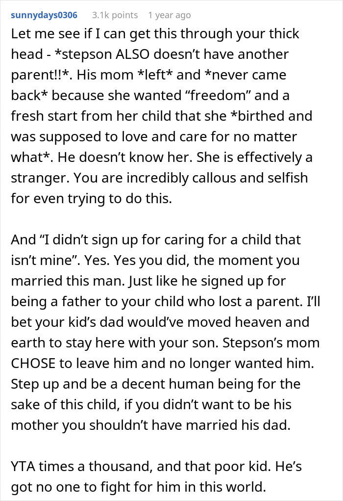 Story Takes A Wholesome Turn After Woman Gets Brutal Reality Check About Her Stepson