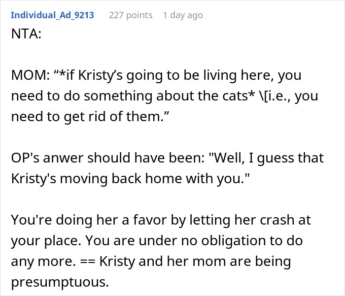 Mom Demands Woman Get Rid Of Her Own Cat Because Of Pregnant Daughter, Gets Banned From House