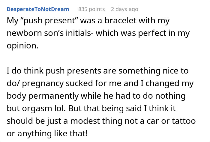 “AITAH For Telling My Wife She Is Not Worthy Of What She’s Asking For For Her ‘Push Present’?”