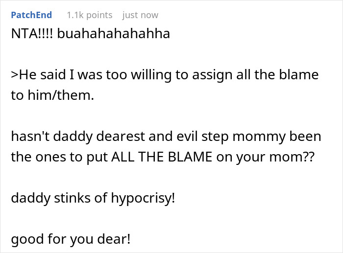 Dad, Stepmom Mock Teen’s Bio Mom, Kid Overhears Them, Quits Calling Stepmom “Mom” For Good