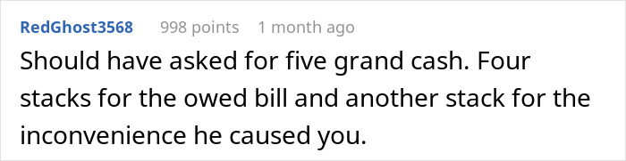 Comment discussing a homeowner owing money and inconvenience caused to a neighbor.