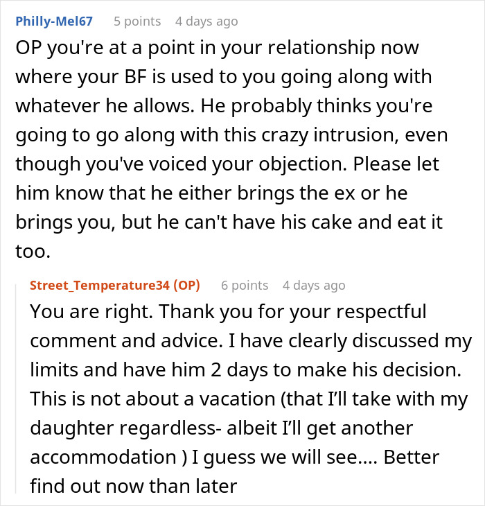 Ex-Wife Keeps Inviting Herself On Couple's Trips, Guy's GF Gets Mad And Forces Him To Make A Choice