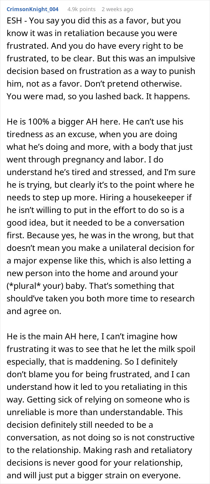 Man Faces The Consequences Of His Weaponized Incompetence He Used Against His Postpartum Wife