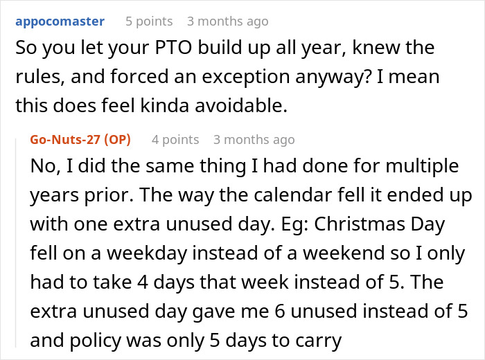 "Can’t Carry Over 1 PTO Day? See You In February": Person Maliciously Complies