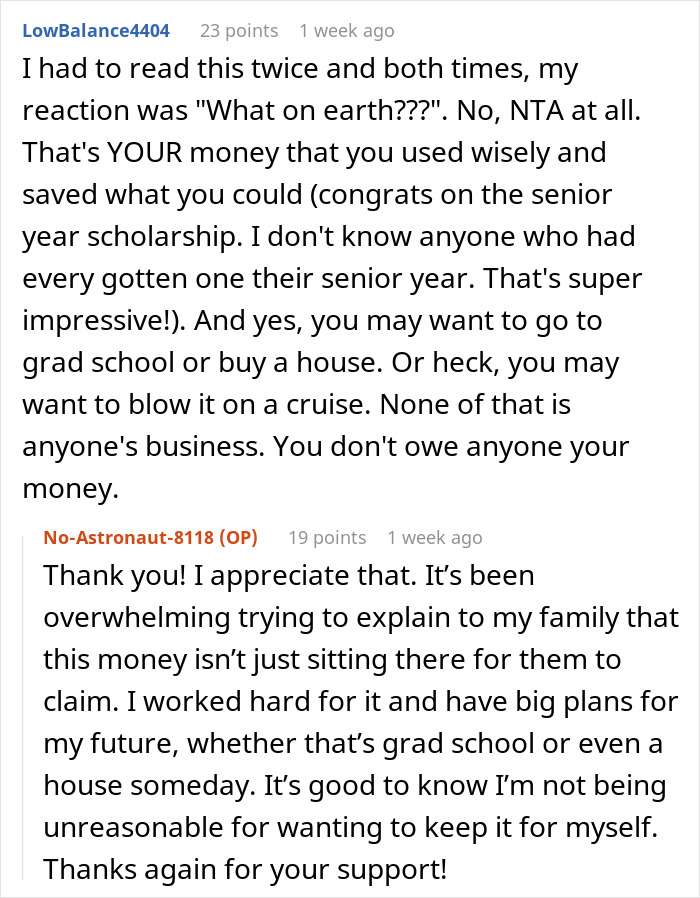 “AITA For Refusing To Give My Younger Cousin My College Fund Because She ‘Needs It More’?”