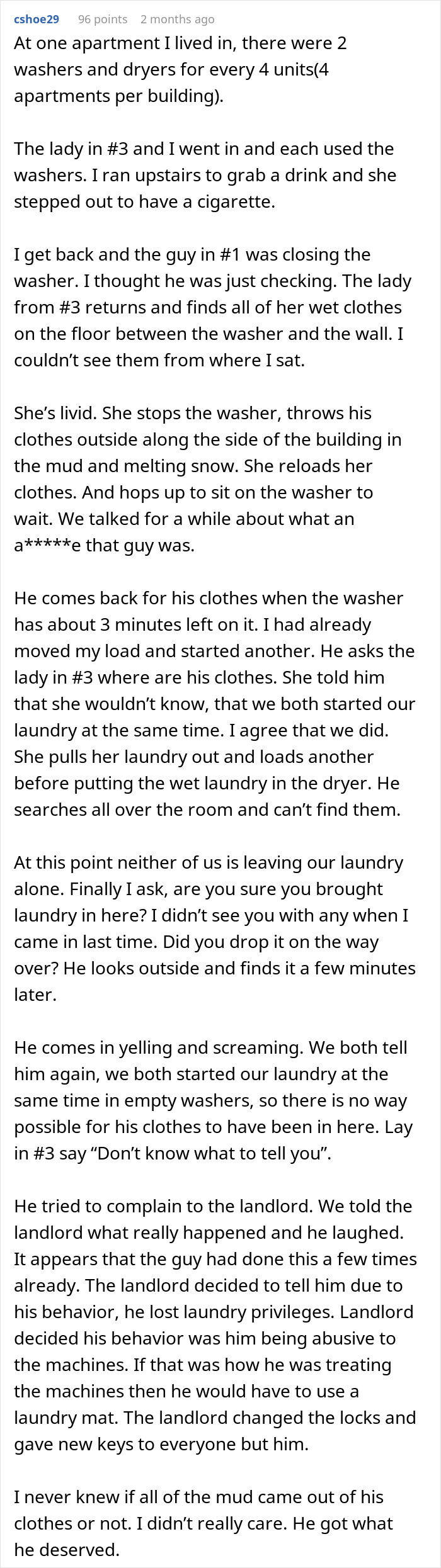 Neighbor Does Laundry After Midnight, Person Makes Sure His Clothes Are Not Washed