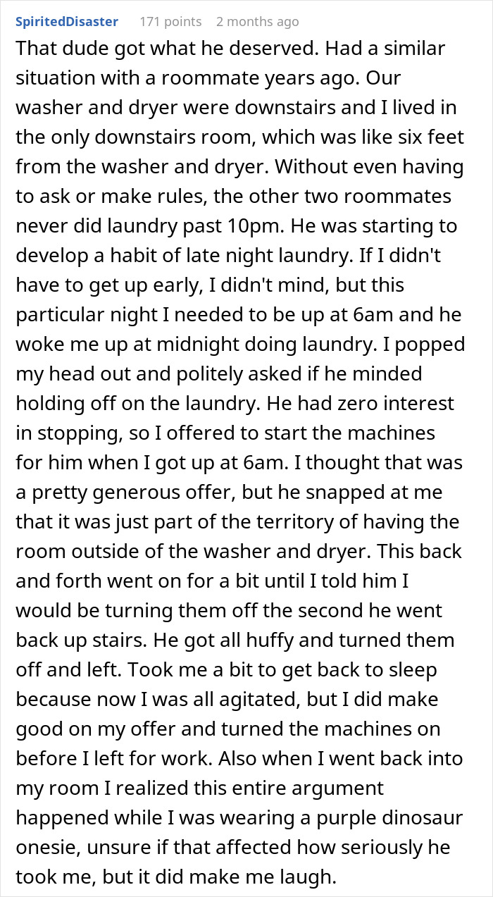 Neighbor Does Laundry After Midnight, Person Makes Sure His Clothes Are Not Washed