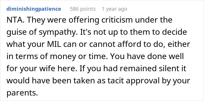 Man’s Parents Shame His MIL For Lack Of Financial And Childcare Support, He Throws Them Out