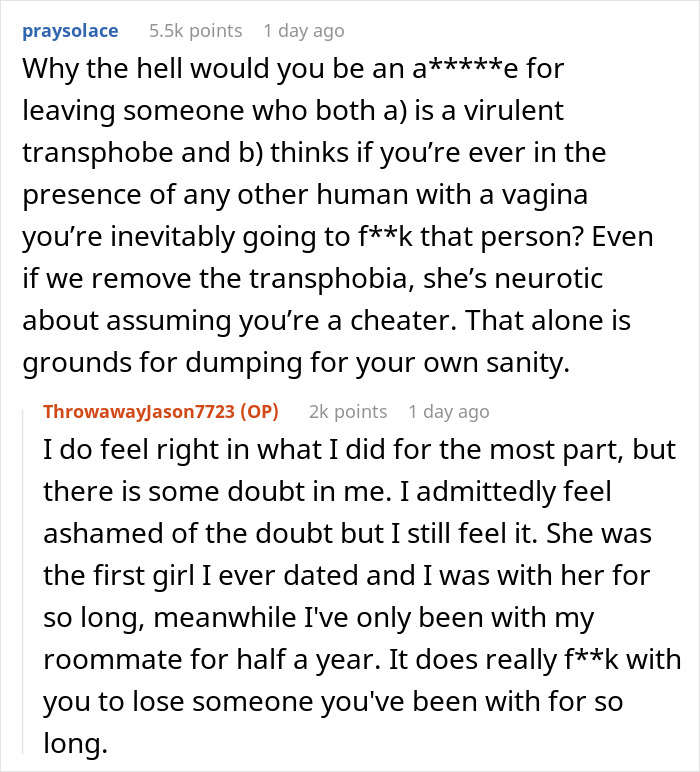 Guy Refuses To Kick Out Trans Roommate After His GF Freaks Out: "Had A 'Female' Living With Me"