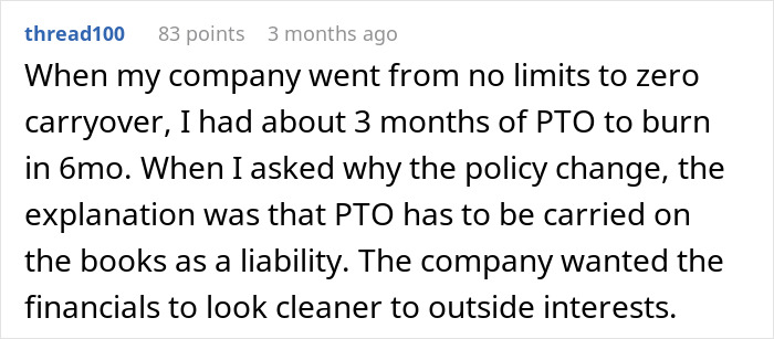 Worker Puts In Two-Month Leave After Company Refuses To Roll Over A Single PTO Day