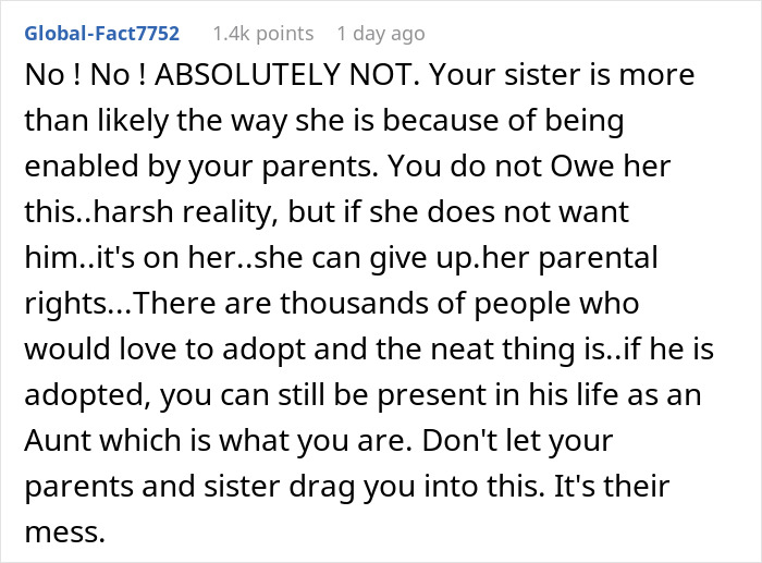 “[Am I The Jerk] For Telling My Sister I Won’t Raise Her Child After She Abandoned Him?”