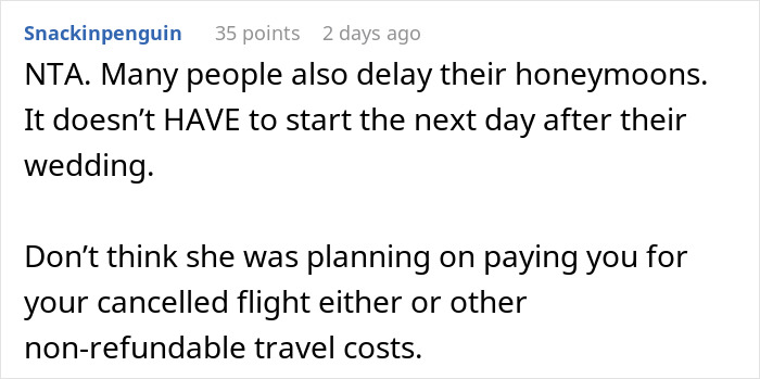 Person Plans Vacation Almost A Year In Advance, Is Chastised For Refusing To Switch With A Bride