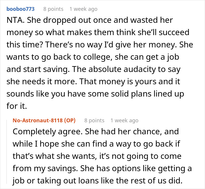 “AITA For Refusing To Give My Younger Cousin My College Fund Because She ‘Needs It More’?”