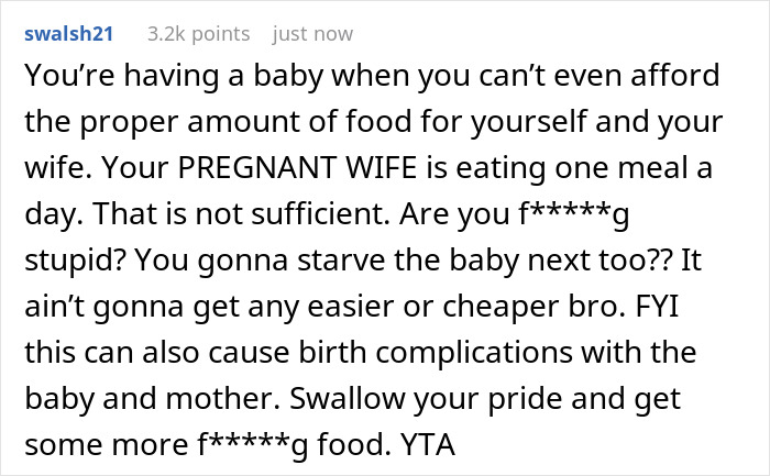 Starving Pregnant Wife Forced To Only Eat A Meal A Day, Man Gets Mad When She Reaches For His Food