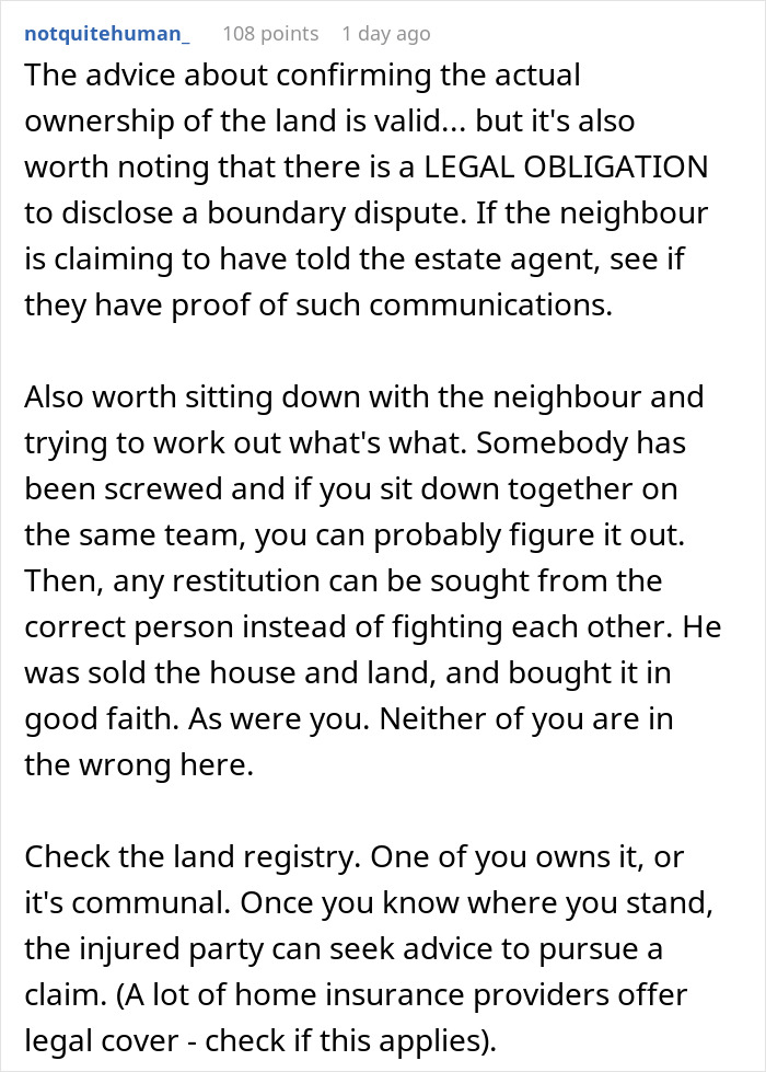 “I’ve Just Purchased A Maisonette, Neighbor Believes My Entire Garden Belongs To Him”